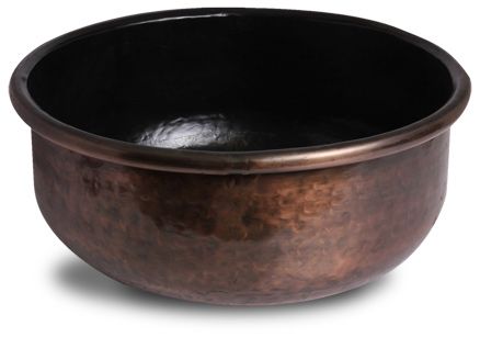 Goyal India - Flat Low Height Rounded Pipe Beading Copper Antique Planter