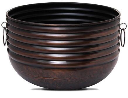 Goyal India - Dark Ten Round Planter With Round Ribbed Design With Copper Atique Finish