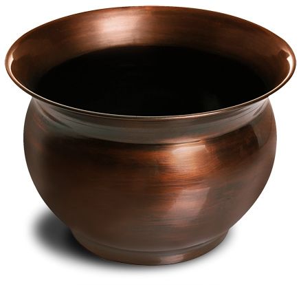 Goyal India - Round Planter With Neck Copper Antique Finish