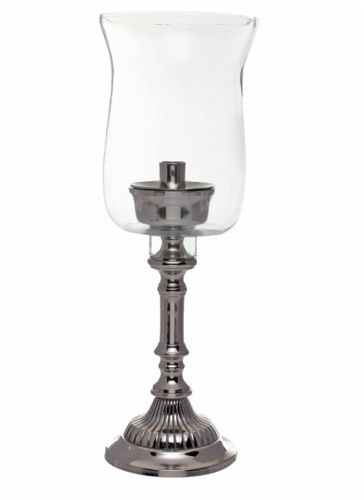 Goyal India - Candle Holder Nickle Finish With Glass Chimney
