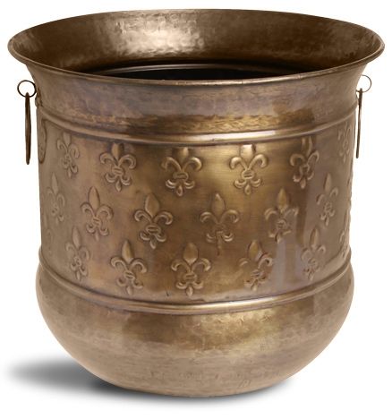 Goyal India - Ribes-Lily Embossed Motive Design Planter Brass Antique Finish