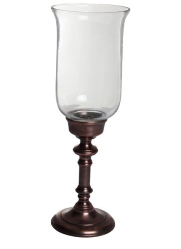 Goyal India - Candle Holder Copper Antique Finish with Glass Chimney