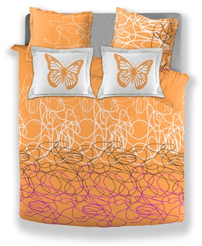 Splash Cody King Double Bed Sheet Set- Premium Crest Orange