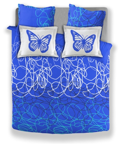Splash Cody King Double Bed Sheet Set- Premium Crest Blue