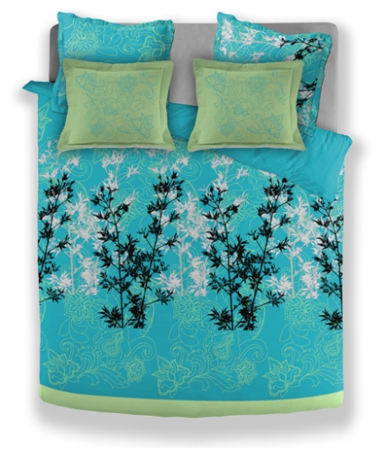 Splash Cody King Double Bed Sheet Set - Premium Crest Green