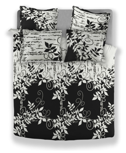 Splash Cody King Double Bed Sheet Set - Premium Crest Black