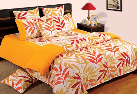Swayam Paradise Delight Double Bed Sheet with 2 Pillow Covers - Yellow