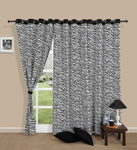 Swayam Window Curtain With Eyelet - Black And White