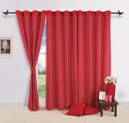 Swayam Window Curtain With Eyelet - Red
