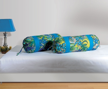 Swayam Bolster Cover Pair Printed - Blue