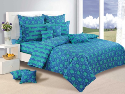 Swayam Paradise Platinum Double Bed Sheet with 2 Pillow Covers - Turquoise