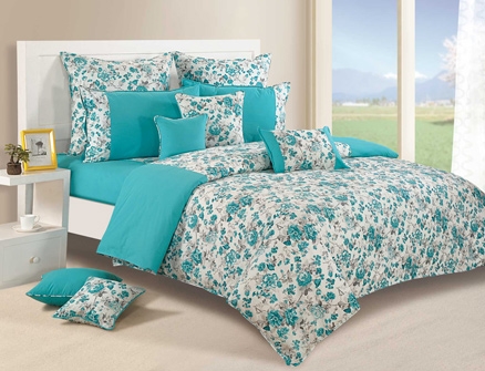 Swayam Paradise Printed Large Double Bed Sheet With 2 Pillow Covers - Turquoise