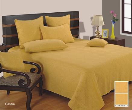 Swayam Reversible Jacquard Bedcover - Yellow