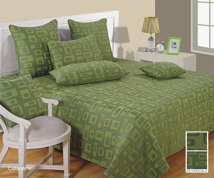 Swayam Reversible Jacquard Bedcover - Green