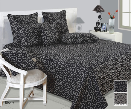 Swayam Jacquard Reversible Bedcover - Black