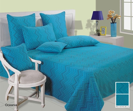 Swayam Jacquard Reversible Bedcover - Turquoise