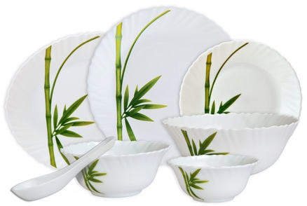 Diva Fluted 33 Pieces Dinner Set - Fluted Green