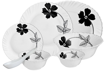 Diva Fluted 33 Pieces Dinner Set - Midnight Beauty