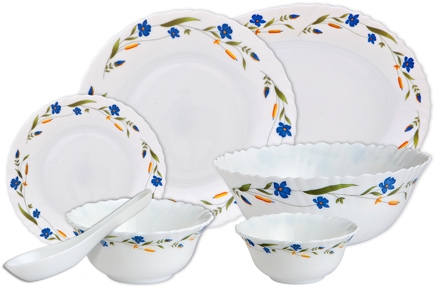 Diva Fluted 33 Pieces Dinner Set - Spring Blossom