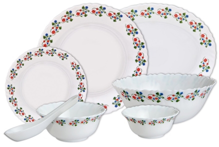 Diva Fluted 33 Pieces Dinner Set - Laurel Vine