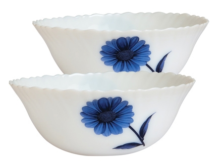 Diva Fluted 2 Pieces Serving Bowls - Blue Blossom