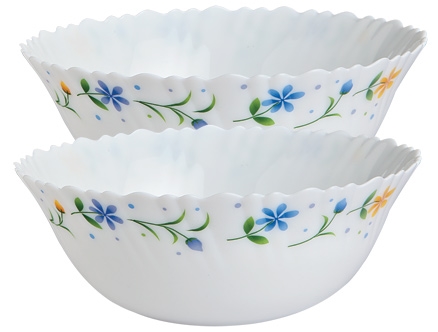 Diva Fluted 2 Pieces Serving Bowls - Twilight Bouquet