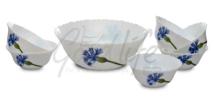 Diva Fluted 7 Pieces Dessert Set - Floral Pride