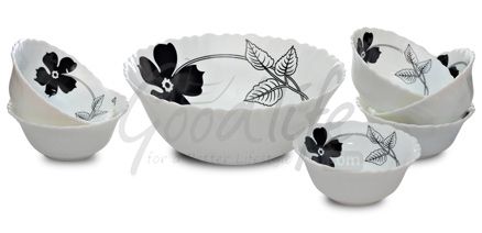 Diva Fluted 7 Pieces Dessert Set - Midnight Beauty