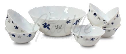 Diva Fluted 7 Pieces Dessert Set - Ivy Blue