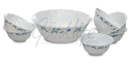 Diva Fluted 7 Pieces Dessert Set - Juniper Blue