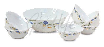 Diva Fluted 7 Pieces Dessert Set - Spring Blossom