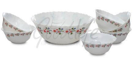 Diva Fluted 7 Pieces Dessert Set - Laurel Vine