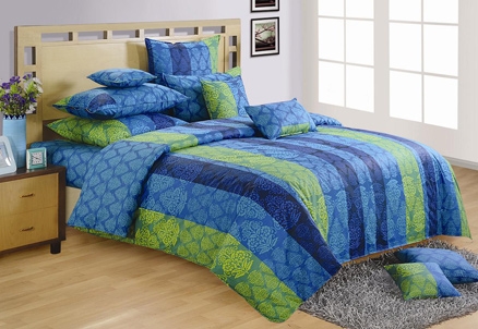 Swayam Paradise Delight Double Bed Sheet with 2 Pillow Covers - Blue