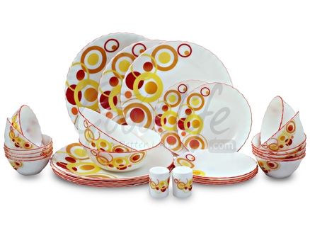LaOpala Melody 29 Pieces Full Plate Dinner Set - Olympia Red