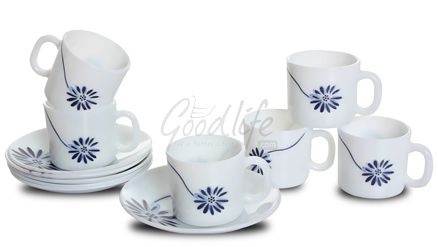 LaOpala Regular Coffee Cup & Saucer Set - Gerbera Blue