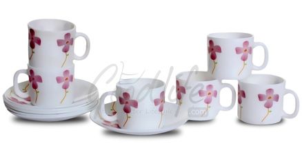 LaOpala Regular Coffee Cup & Saucer Set - Floral Trio Pink