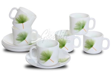LaOpala Regular Coffee Cup & Saucer Set - Green Bliss