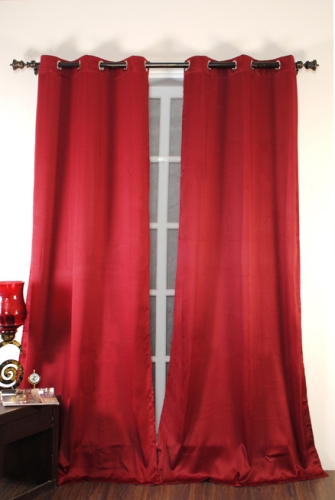 Deco Window Curtain Lazer Satin Eyelet - Burgundy
