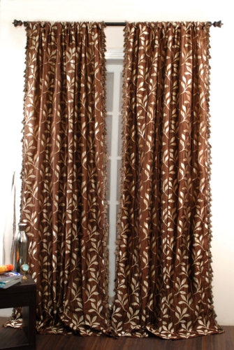 Deco Window Curtain Jaq Univn Rod Pocket Chocolate - Both Side Tassel Fringe