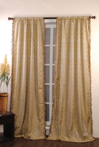 Deco Window Curtain Priya Rod Pocket Black Mix - Both Side Tassel Fringe