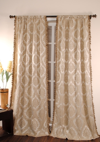 Deco Window Curtain Ashima Rod Pocket Beige - Both Side Tassel Fringe