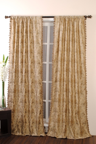 Deco Window Curtain Meenal Rod Pocket Mineral Yellow - Both Side Tassel Fringe