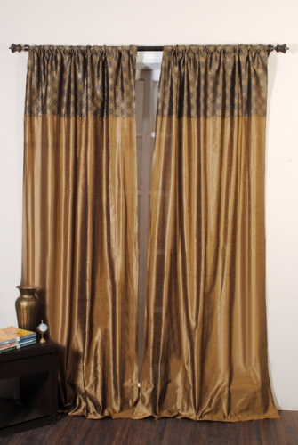 Deco Window Curtain Sandhya Back Tab - Black Gold