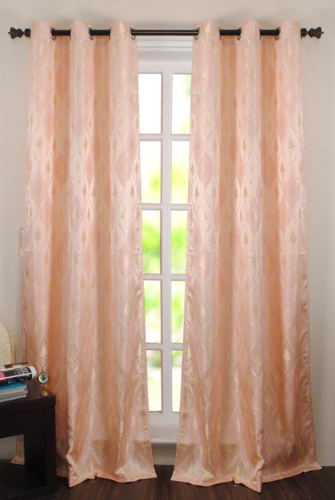 Deco Window Curtain SM Leaves - Light Peach