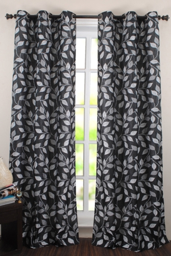 Deco Window Pearl Leaf Curtain - Black