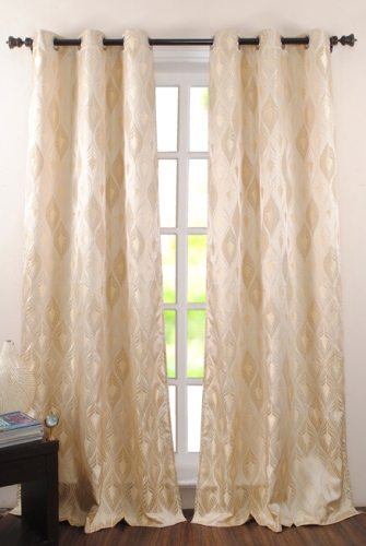 Deco Window Curtain SM Leaves - Beige