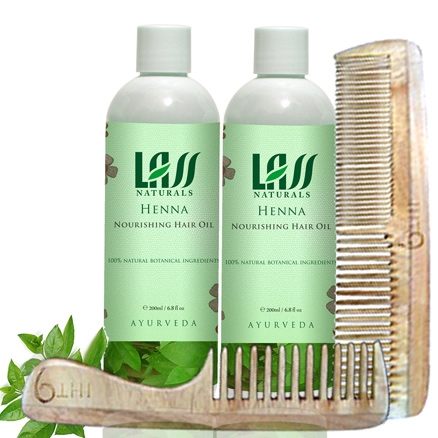 Lass Naturals Set of Henna Oil & Neem Combs