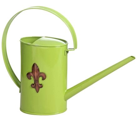 Goyal India - Flower Vase Lily Motif On Water Can For Garden Decor With Green Powder Coated Finish