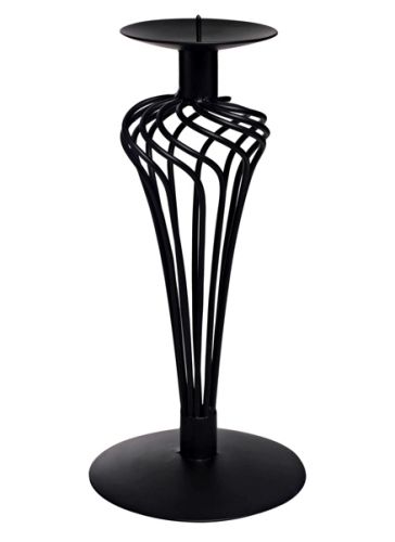 Goyal India - Balloon Shape Wire Work Pillar Holder Black Powder Coated Finish