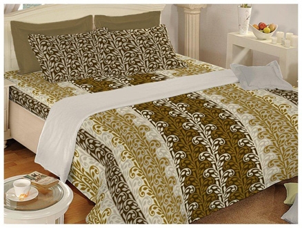 Bombay Dyeing Floral Double Bed Sheet - 3494 Ocher